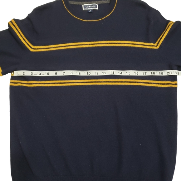 Club Room Mens Wool Blend Stripped  Crewneck Sweater Blue Yellow Size Large - Picture 4 of 9